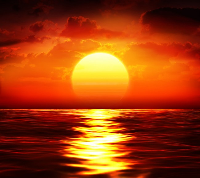 rouge Ocean Sunset Papier Peint Photo Fond décran WS-42602 