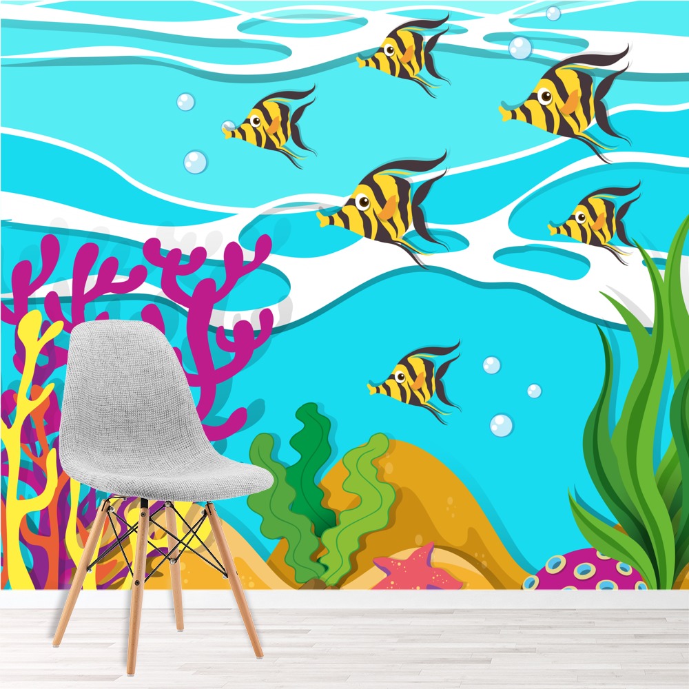 Get Wallpaper Poisson Jaune Papier Peint Photo Sous La Mer Papier Peint Chambre For Free