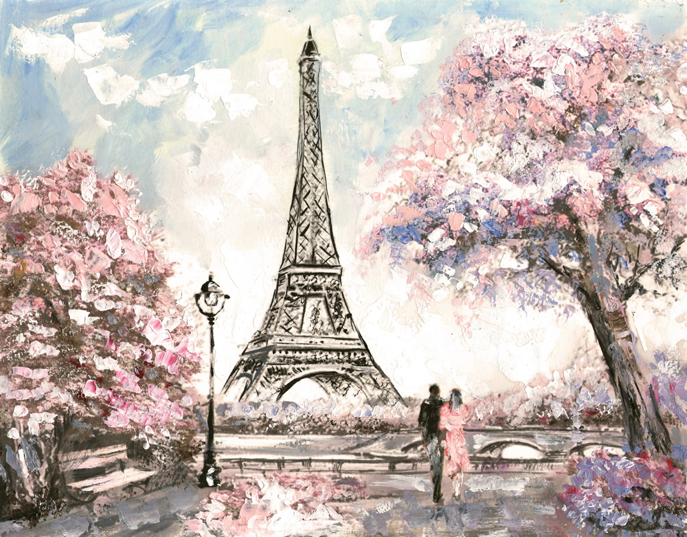 Spring Paris Eiffel Tower Wallpaper Wall Mural