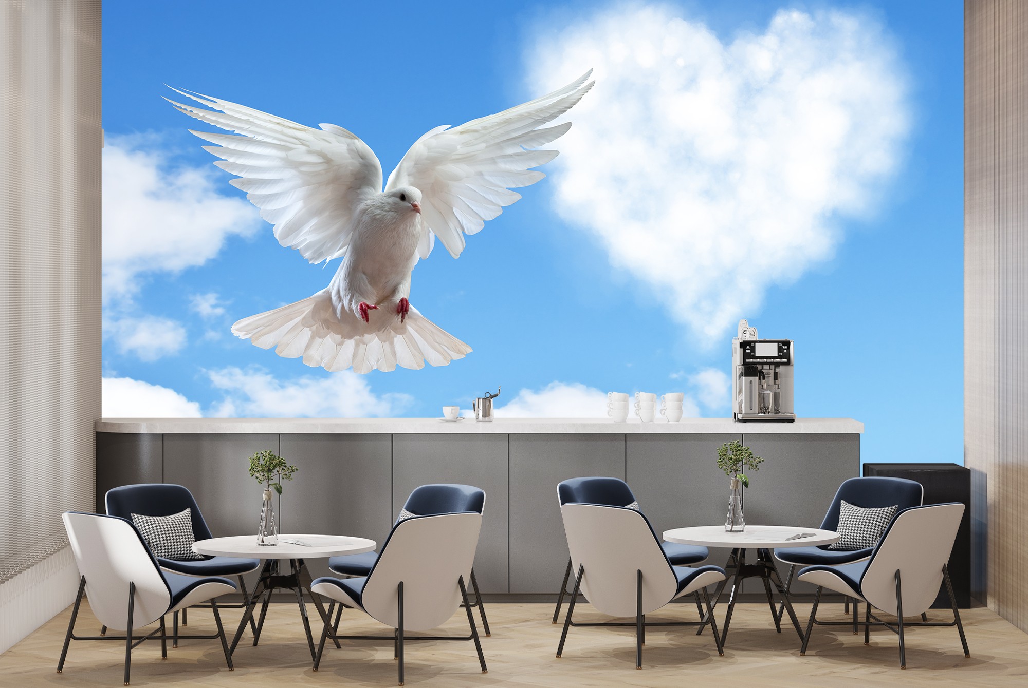 White Dove Bird Papier Peint Photo Ciel bleu Papier peint ...