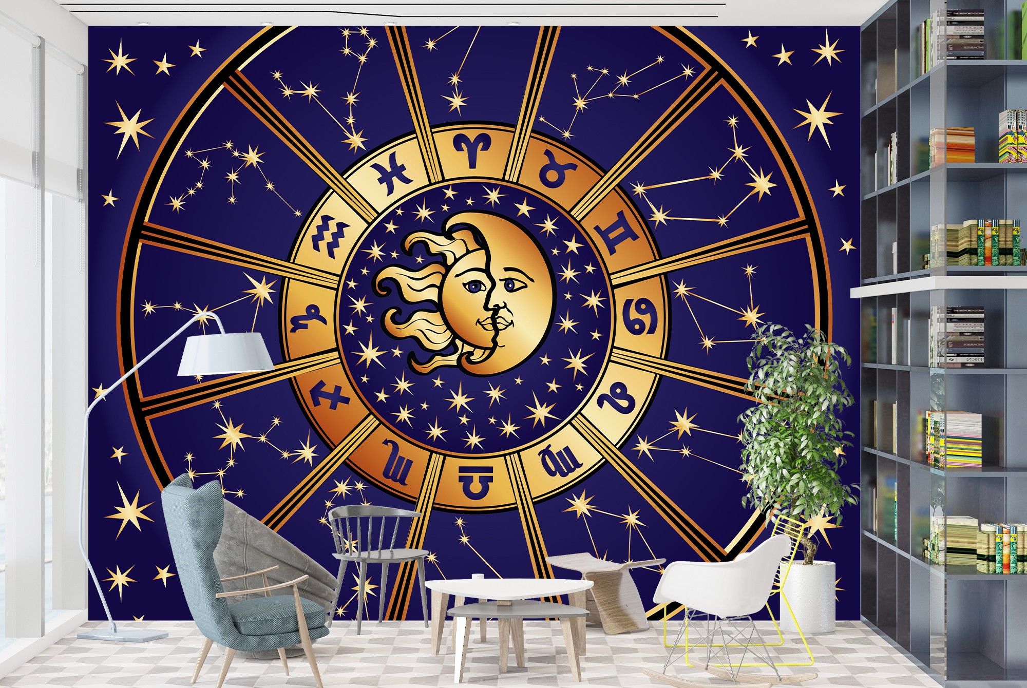 Sun Moon Stars Papier Peint Photo Signes du zodiaque ...