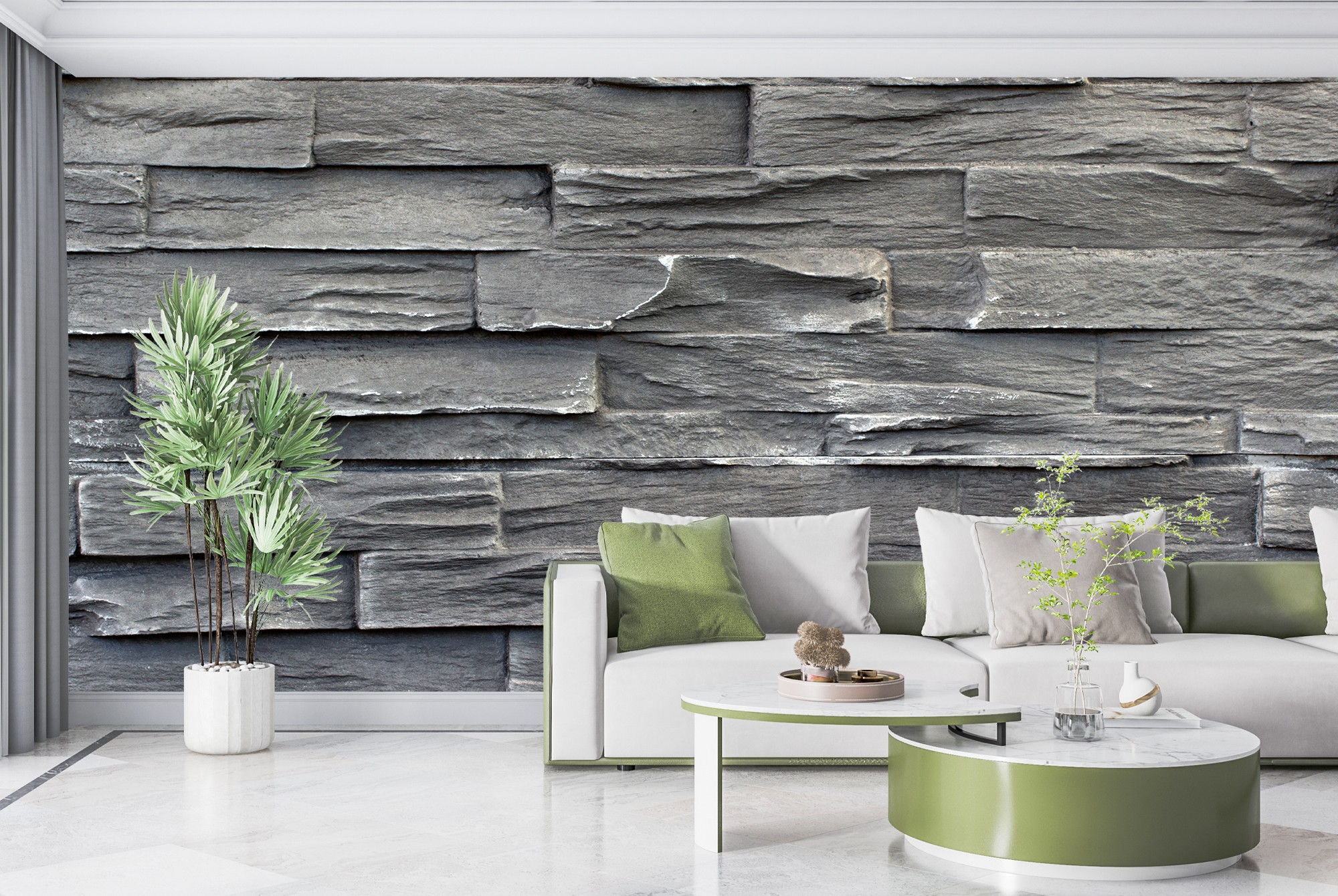 Dark Grey Brick Wallpaper Wall Mural