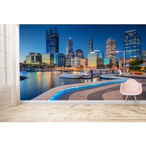 Perth Cityscape Australia Sunset Wallpaper Wall Mural