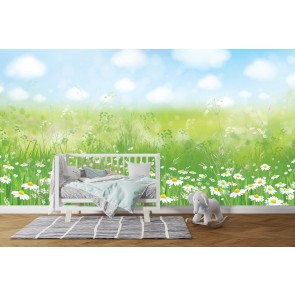 Summer Meadow Daisy Flowers Wallpaper Wall Mural