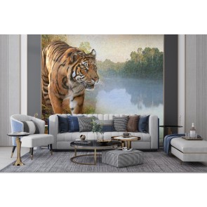 Tiger by the River Wall Mural by Chris Vest