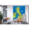 Carte du Royaume-Uni Papier Peint Photo Repères Animaux Papier peint Chambre des enfants Photo Décor à la maison