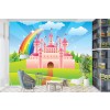 Pink Princess Castle Papier Peint Photo Rainbow Fairytale Papier peint Filles Décor photo