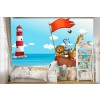 Animaux à la mer Papier Peint Photo Lion Papier peint Nursery Chambre à coucher pour enfants Photo Décor à la maison