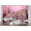 Unicorn Fairytale Papier Peint Photo Fleur de cerisier rose Papier peint Filles Décor photo