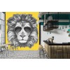 Cool Lion Papier Peint Photo Animal drôle Papier peint Chambre des enfants Photo Jaune Décor à la maison