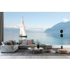 White Sailboat & Mountains Wallpaper Wall Mural