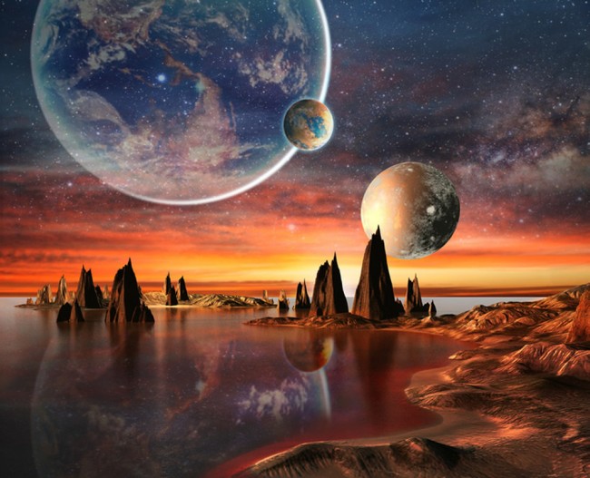 Paisaje extranjero Fotomurales Espacio de planetas Papel Pintado Dormitorio de los niños Foto Decoración para el hogar