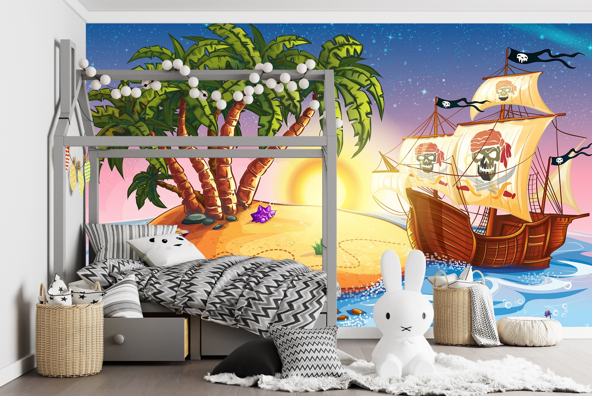 Barco pirata Fotomurales Isla del tesoro Papel Pintado Dormitorio de