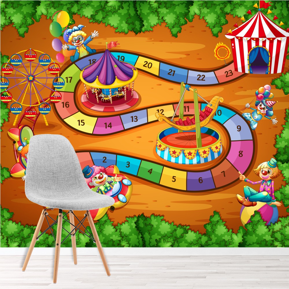 Circo Fotomurales Divertido juego Papel Pintado Cuarto de niños del
