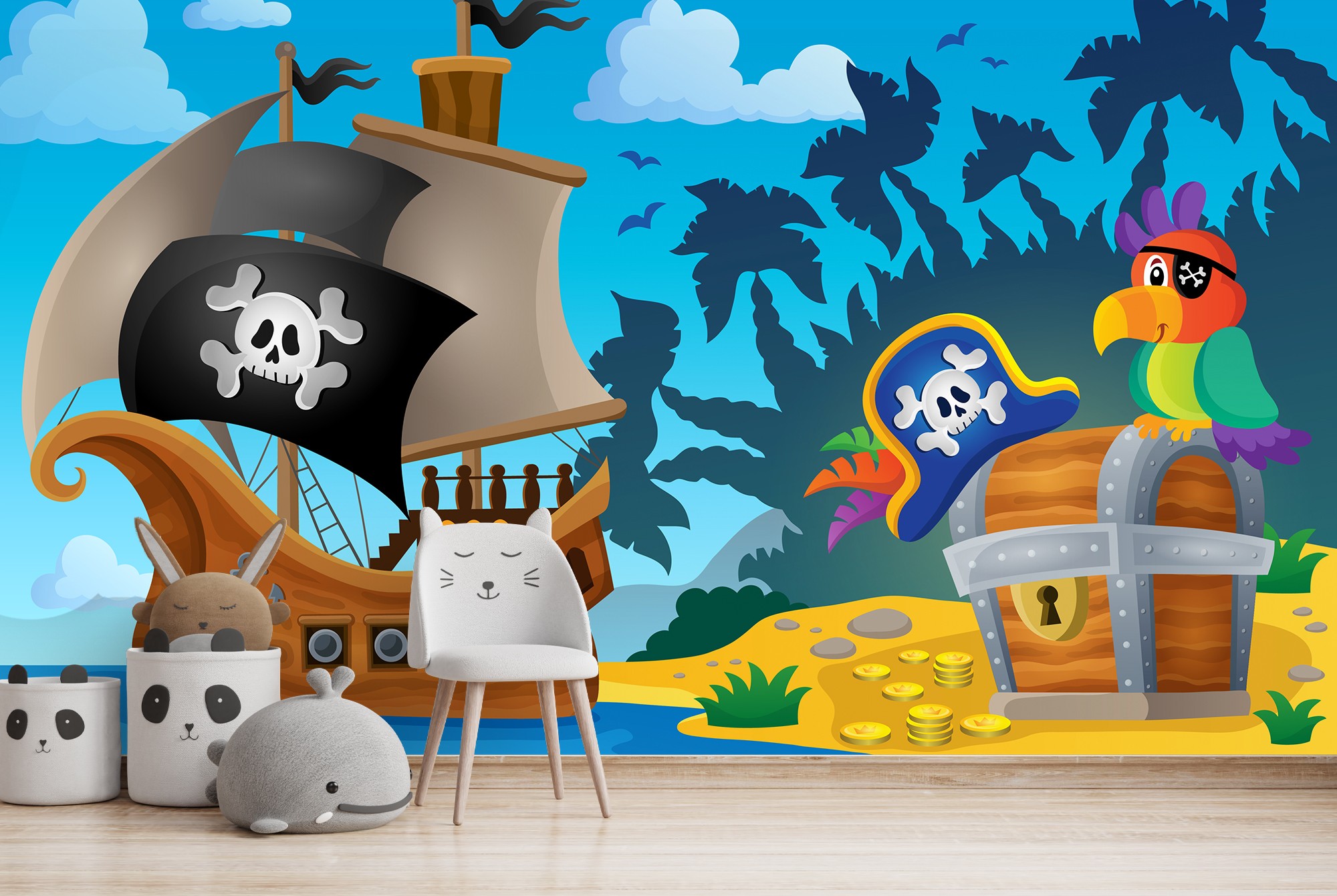 Barco pirata Fotomurales Tesoro pirata Papel Pintado Dormitorio de los