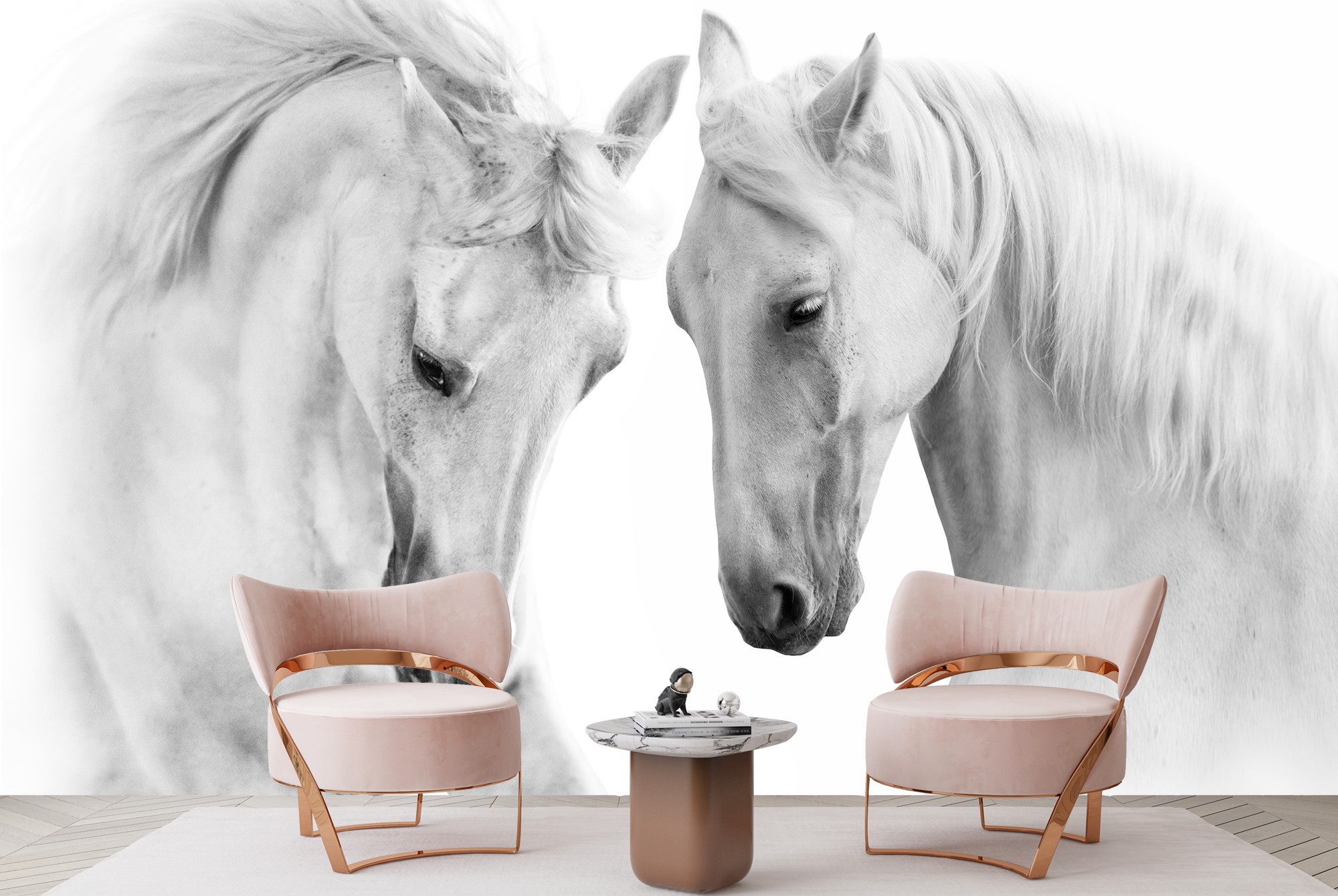Beautiful White Horses Wallpaper Wall Mural