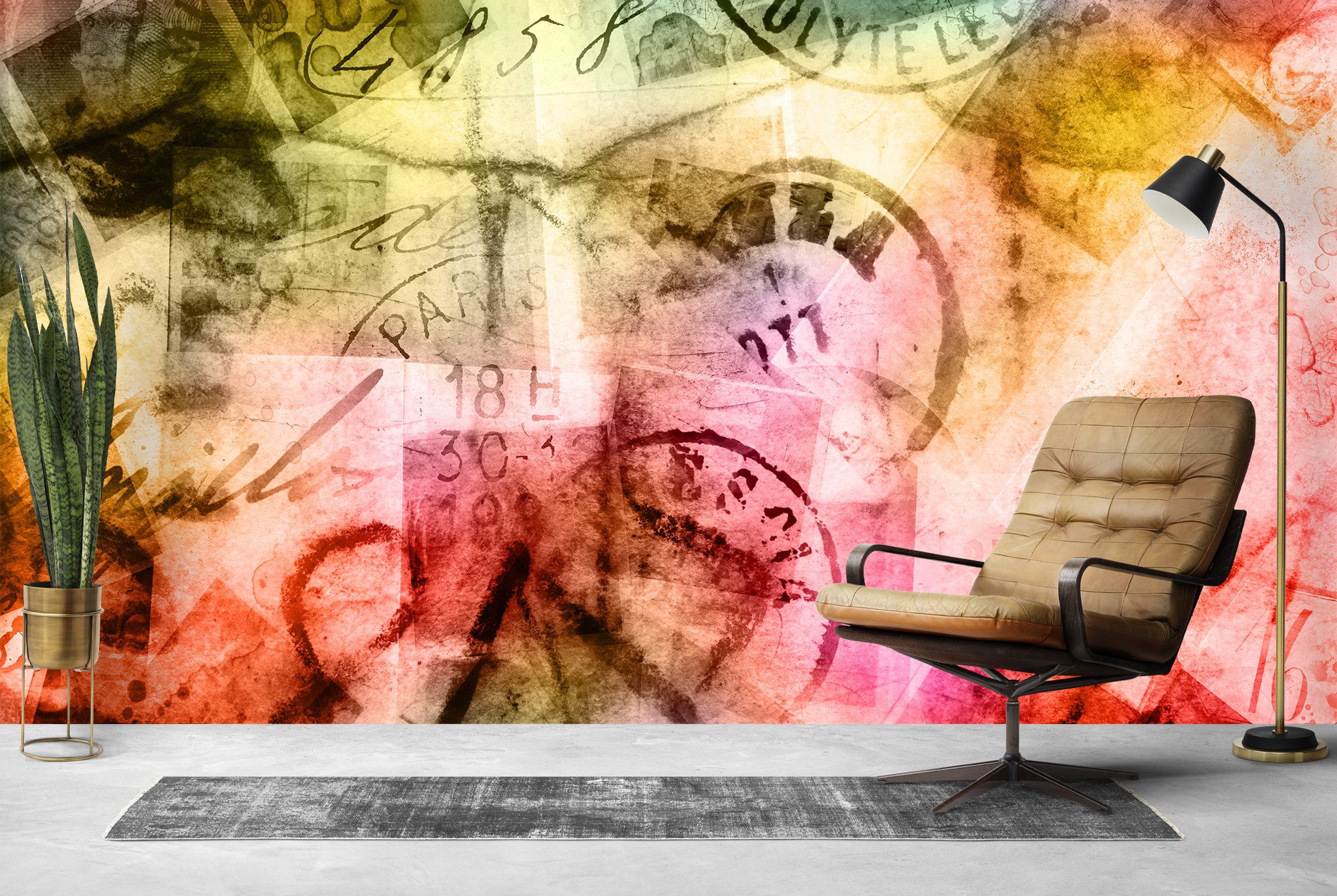 Vintage Stamp Background Wallpaper Wall Mural