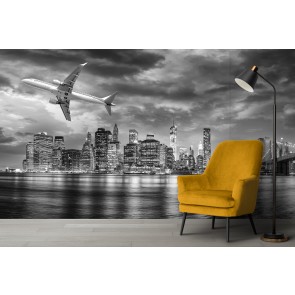 New York City Black White Panoramic Wallpaper Wall Mural