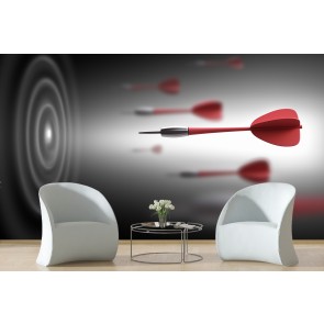 Red Darts Dart Board Wallpaper Wall Mural