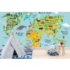 Mapa del mundo animal Fotomurales Para niños Papel Pintado Dormitorio de los niños Foto Decoración para el hogar