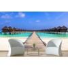 Villas Maldivas Mar Fotomurales Playa tropical Papel Pintado Oceano Foto Decoración para el hogar