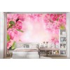 Flores rosadas Fotomurales flor de cerezo Papel Pintado Dormitorio de las niñas Foto Decoración para el hogar