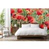 Flor roja de la amapola Fotomurales Prado floral Papel Pintado Sala Foto Decoración para el hogar