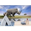 Rinoceronte gris Fotomurales Animales de la selva Papel Pintado Dormitorio de los niños Foto Decoración para el hogar