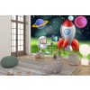 Astronauta y Rocketship Fotomurales Espacio Papel Pintado Dormitorio de los muchachos Foto Decoración para el hogar
