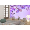Flor Purpura Fotomurales Mariposa floral Papel Pintado Dormitorio de las niñas Decoración de fotos