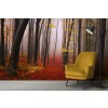 Bosque Rojo Brumoso Fotomurales Árboles de madera Papel Pintado Salón dormitorio Decoración de fotos