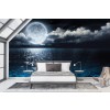 Luna llena Fotomurales Noche Ocean Seascape Papel Pintado Cuarto Foto Decoración para el hogar