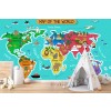 Mapa del mundo animal de la historieta Fotomurales Mapa Papel Pintado Dormitorio de los niños Foto Decoración para el hogar