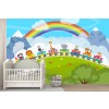 Tren de animales Fotomurales Arco iris Papel Pintado Sala de juegos para niños Foto Decoración para el hogar