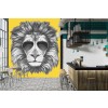Cool Lion Fotomurales Animal divertido Papel Pintado Dormitorio de los niños Foto amarillo Decoración del hogar