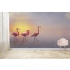 Flamencos rosados Fotomurales Puesta de sol de los animales Papel Pintado Dormitorio de las niñas Foto Decoración para el hogar