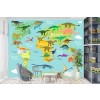 Dinosaur World Map Wallpaper Wall Mural