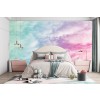 Pink Blue Sky & Clouds Wallpaper Wall Mural