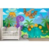 Cute Dinosaurs & Volcano Kids Wallpaper Wall Mural