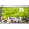 White Dandelion In Green Grass Wallpaper Wall Mural