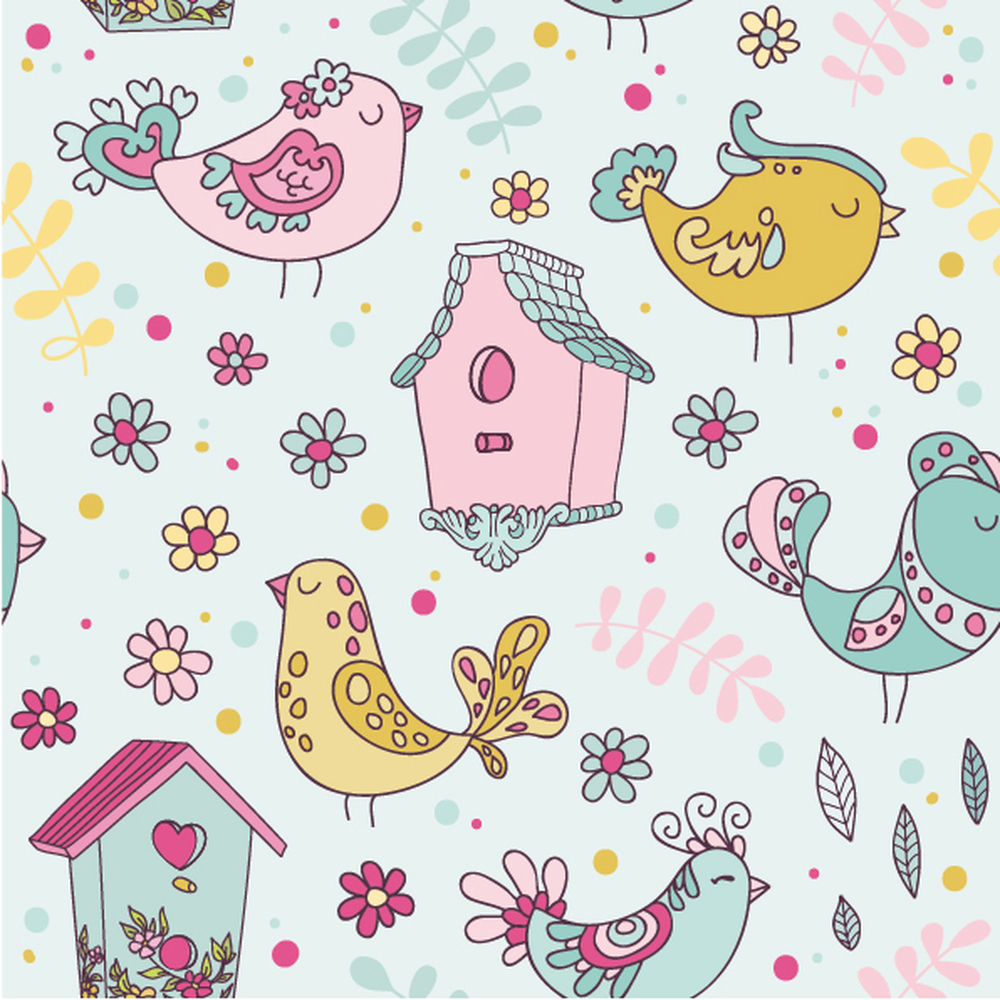 Get Wallpaper Carino Uccelli Blu Rosa Fotomurali Fiori Carta Da Parati Bambini Nursery Foto Decorazione Domestica Desktop Wallpaper Free