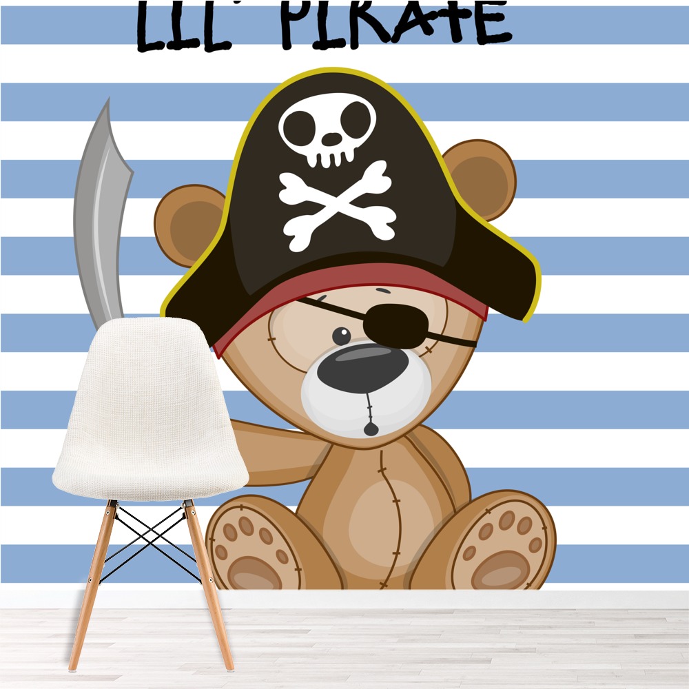 Wallpaper Carino Pirata Fotomurali Orso Blu Stripe Carta Da Parati Bambini Nursery Foto Decorazione Domestica For iPhone