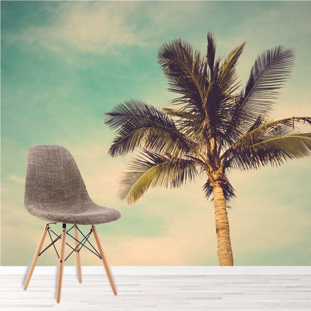 Palm Tree & Blue Sky Wallpaper Wall Mural