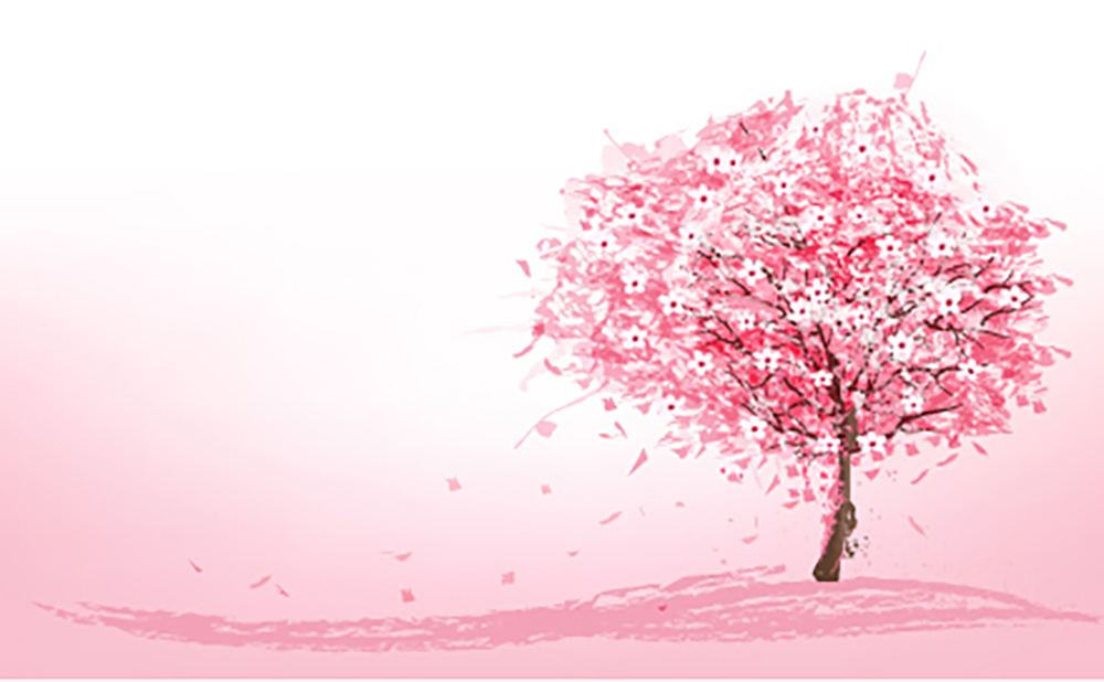 Pink Tree & Cherry Blossom Wallpaper Wall Mural