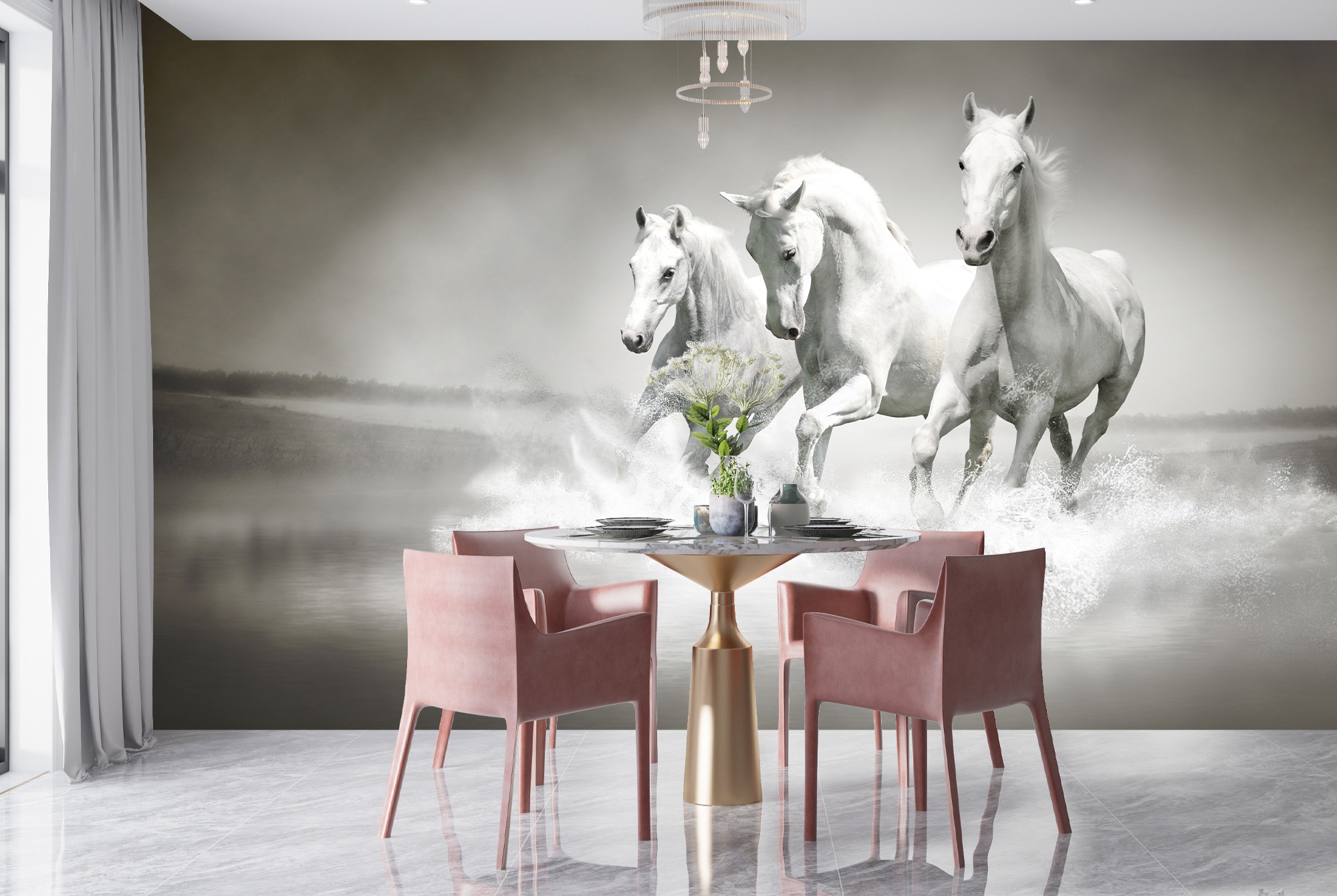 Cavallo Fotomurali Bianco e nero Carta Da Parati Soggiorno Camera da ...