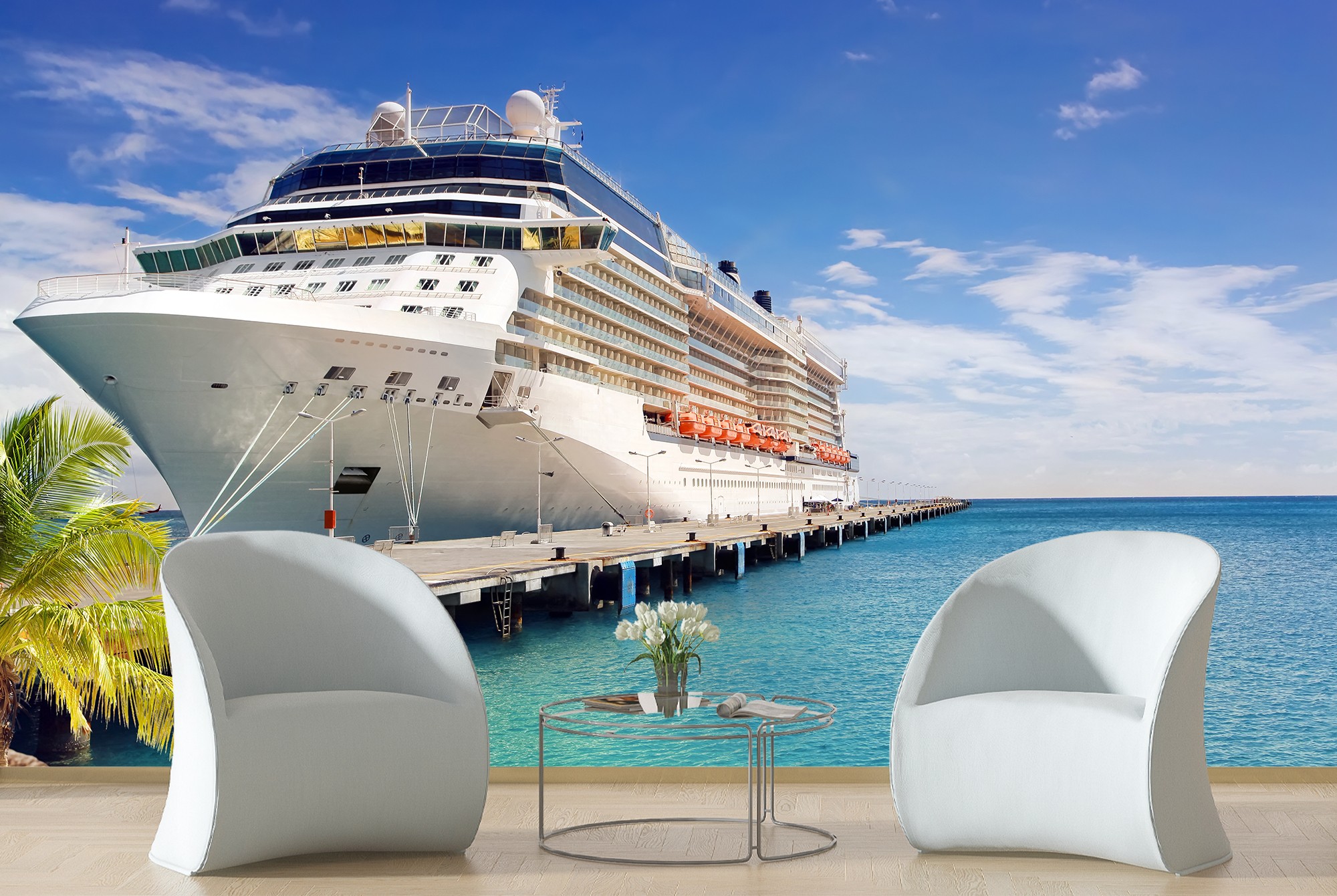 Nave Da Crociera Fotomurali Oceano Caraibico Carta Da Parati Viaggio Foto Decorazione Domestica