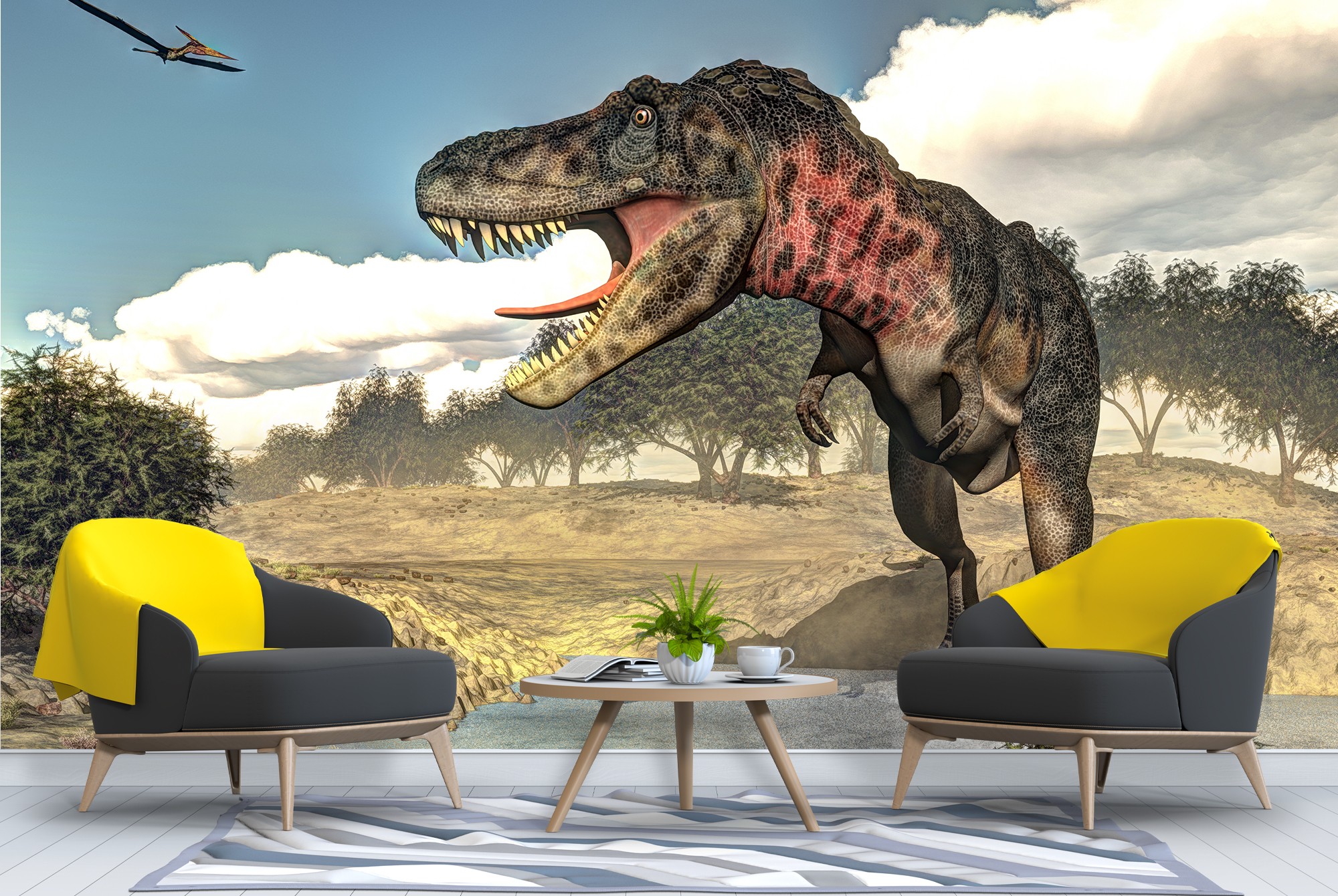 Tappeto Da Parete Dinosauros - Arazzo Decorativo 180x230 Cm, Stampa HD Animali - Foto 2