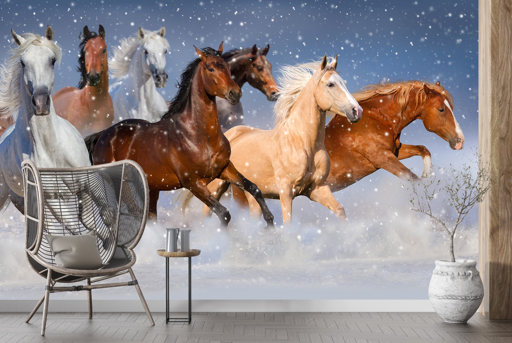 NXCNTD Adesivi per Porte 3D Cavallo animale bianco 95x215cm Autoadesivo