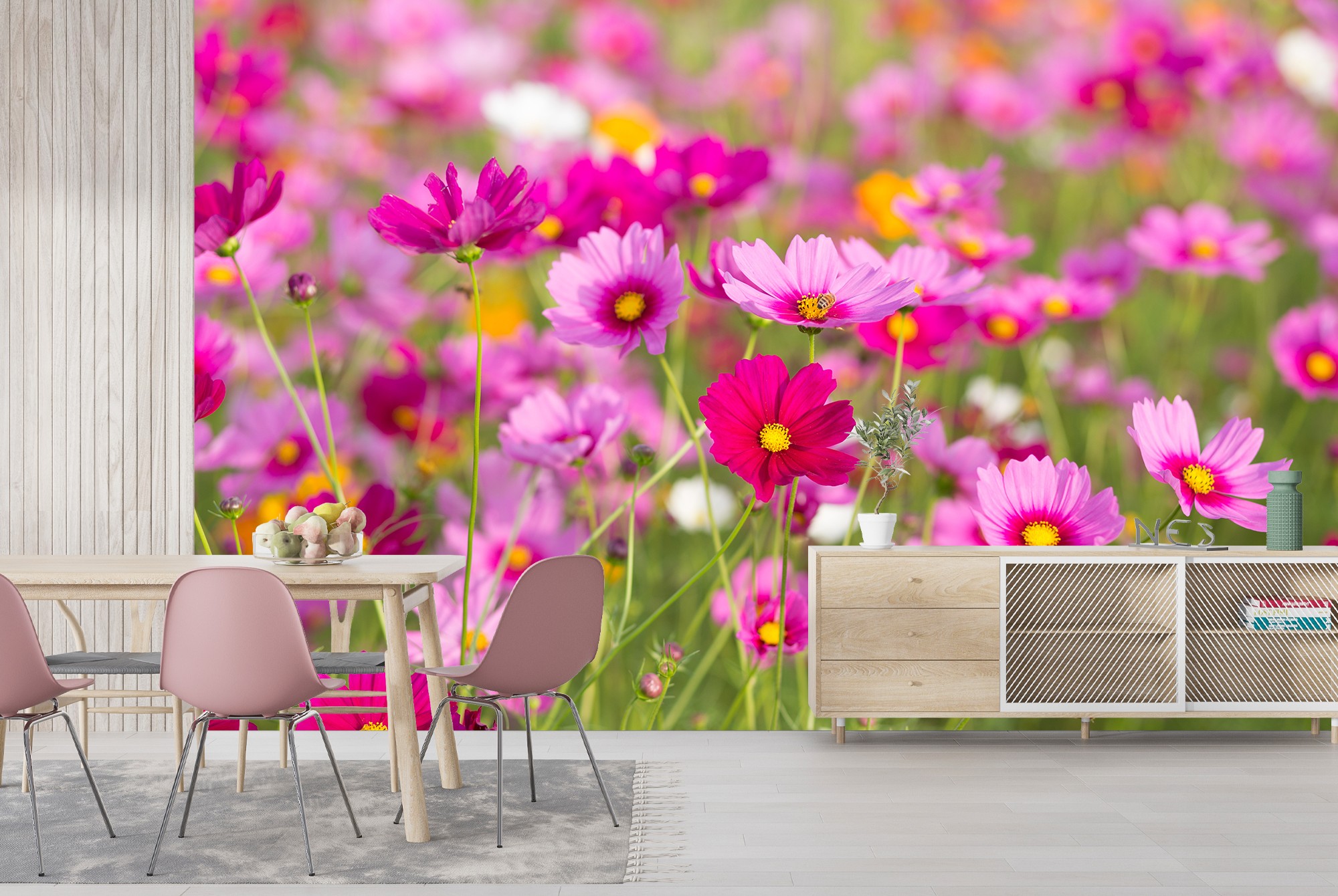 Campo Fiorito Rosa Fotomurali Paesaggio floreale Carta Da Parati Camera da  letto Foto Decorazione domestica, image size:2000x1340