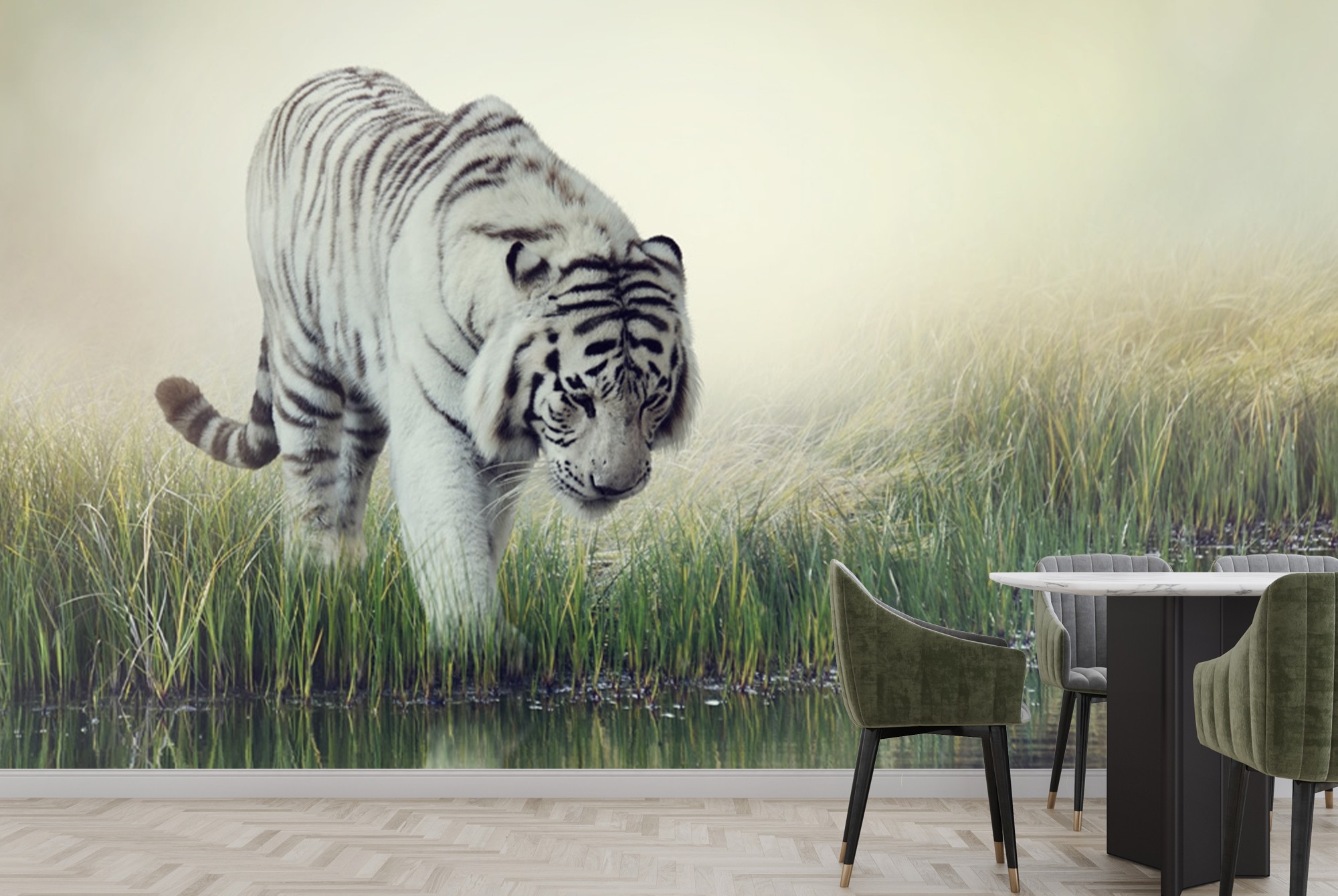 The White Tiger Wallpaper Wall Mural